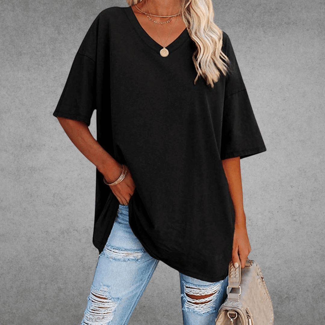 Sofia™ | Stilfuld Oversized V-Neck T-shirt