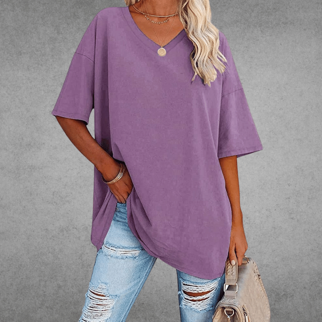 Sofia™ | Stilfuld Oversized V-Neck T-shirt