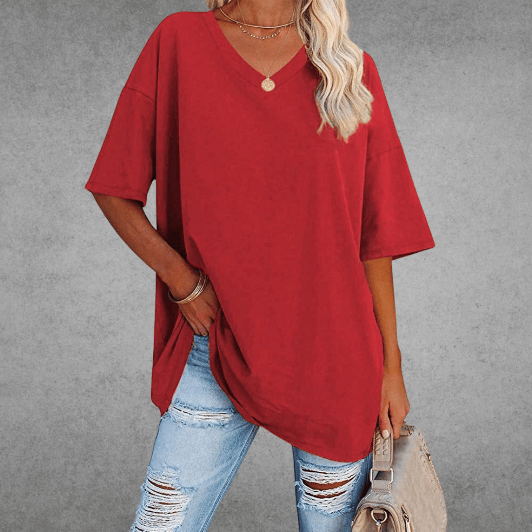 Sofia™ | Stilfuld Oversized V-Neck T-shirt