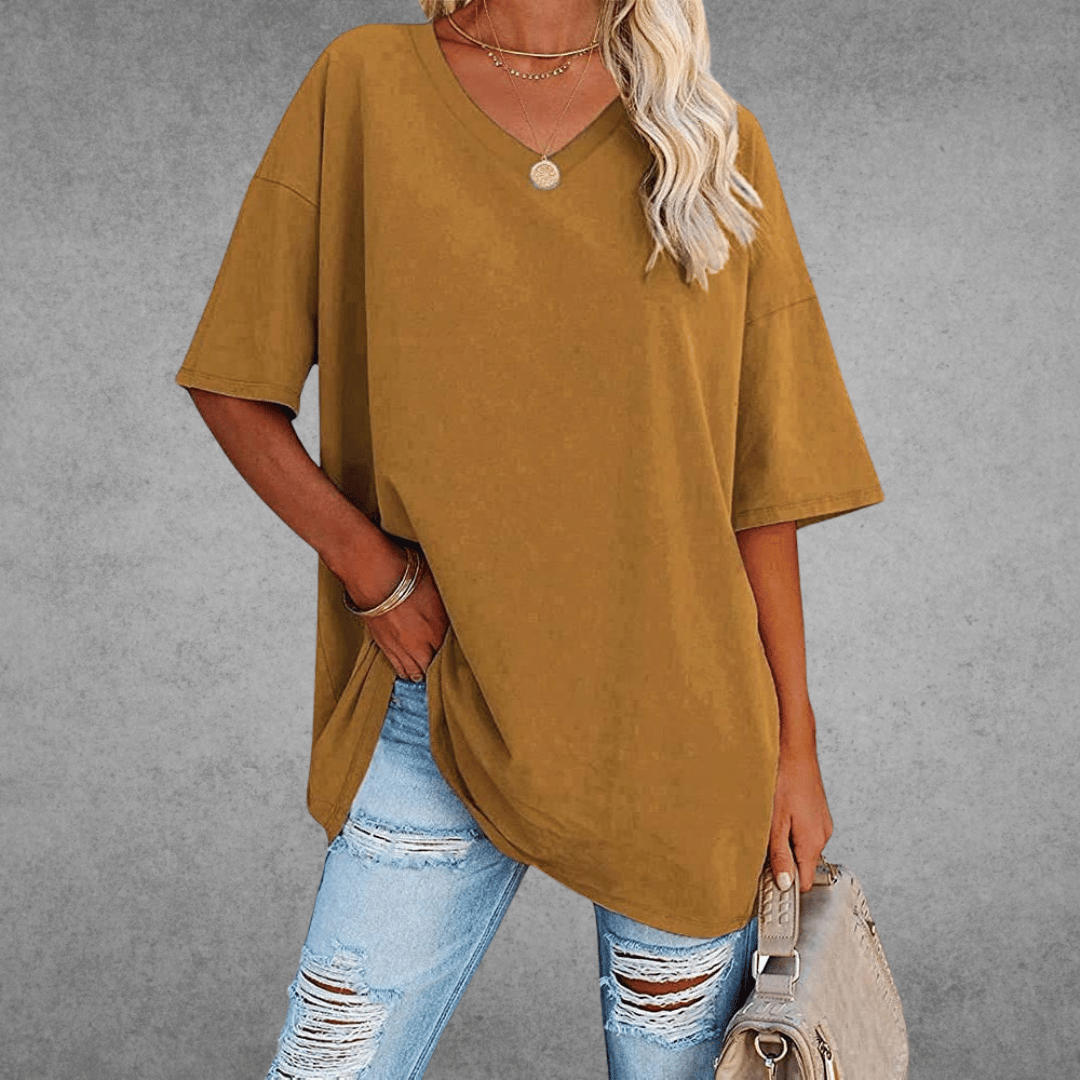 Sofia™ | Stilfuld Oversized V-Neck T-shirt