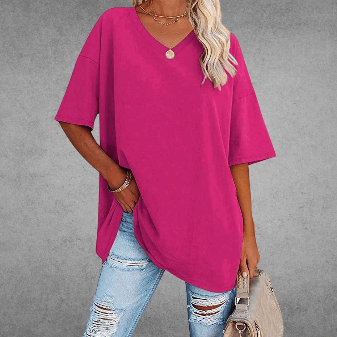 Sofia™ | Stilfuld Oversized V-Neck T-shirt