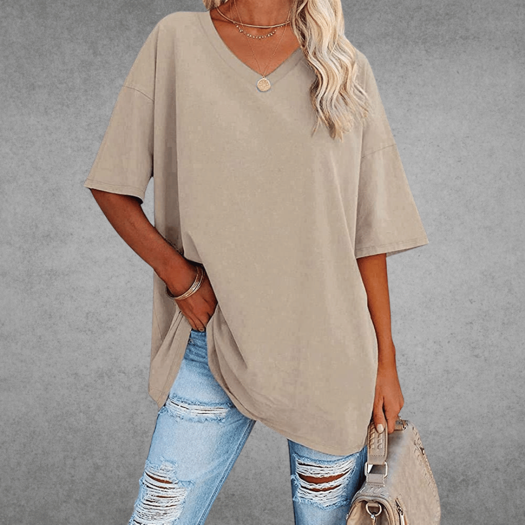 Sofia™ | Stilfuld Oversized V-Neck T-shirt