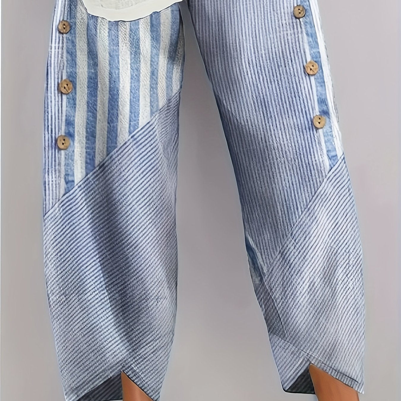 Sofia™ | Afslappede Stribede Knapbukser