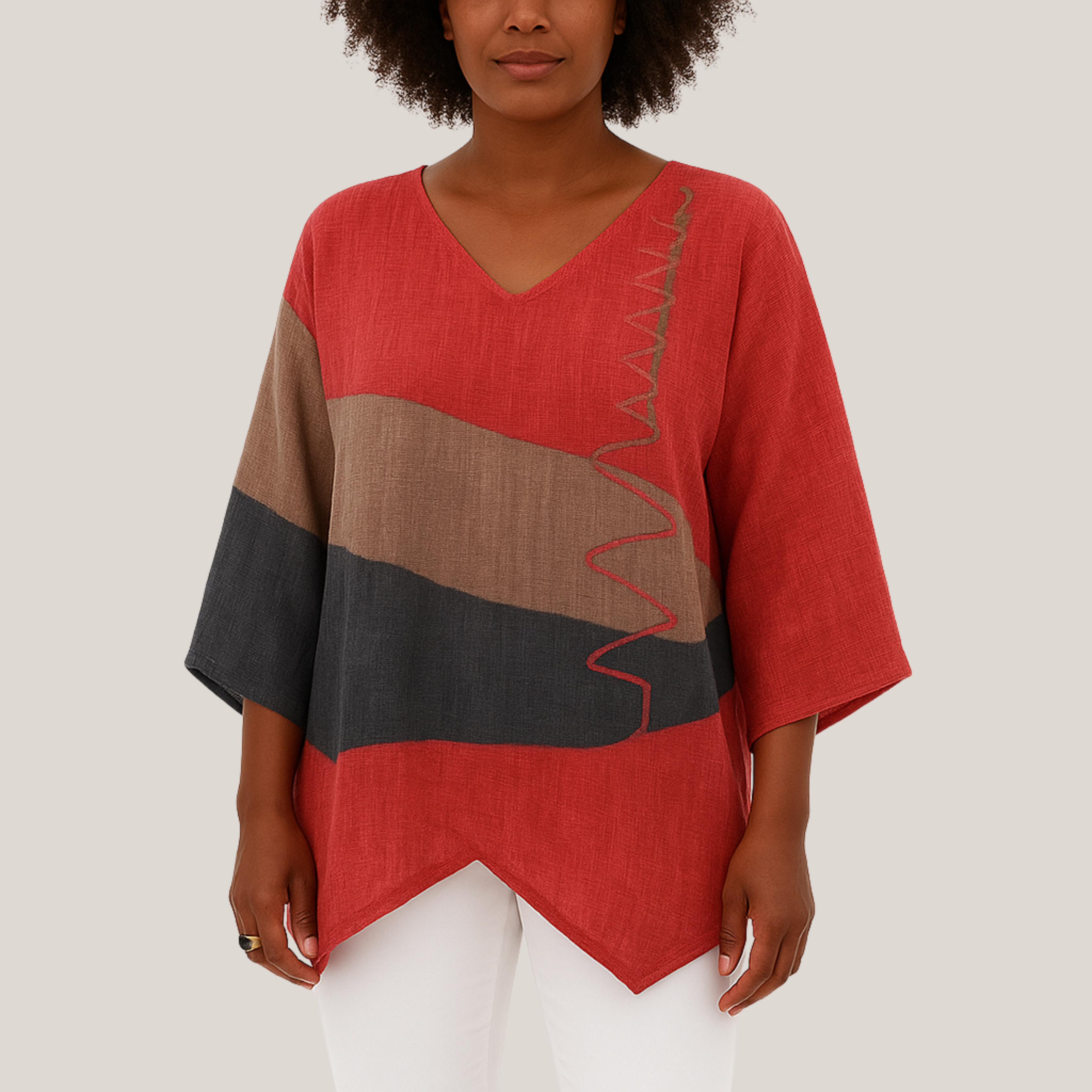 Sofia™ | Stilfuld V-hals Color Block Top