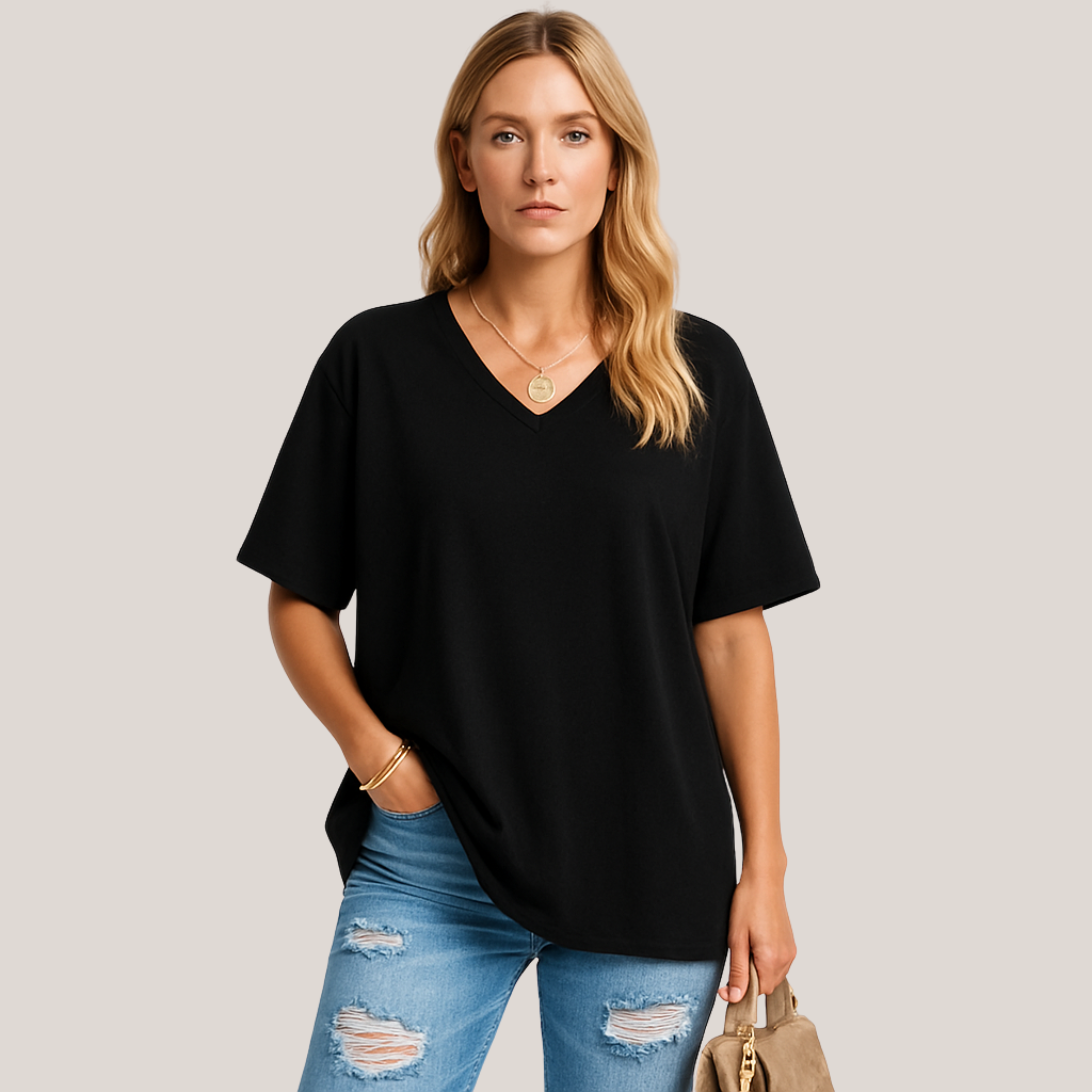 Sofia™ | Stilfuld Oversized V-Neck T-shirt