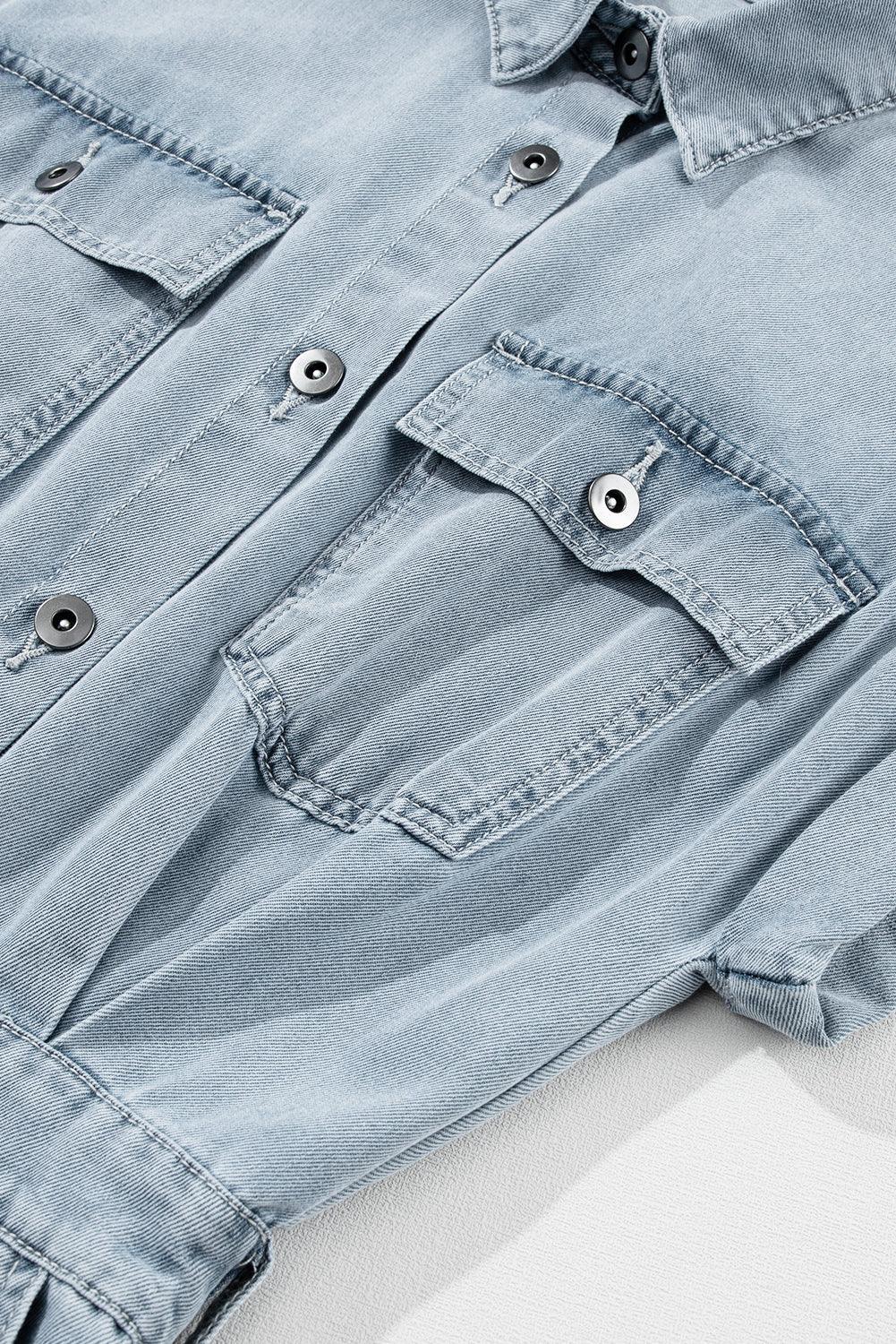 Sofia® | Elegant Denimkjole med Korte Flagermusærmer