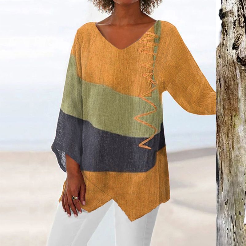 Sofia™ | Stilfuld V-hals Color Block Top