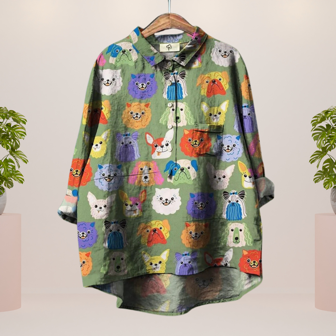 Sofia™ | Trendy og moderne bluse med kunstprint