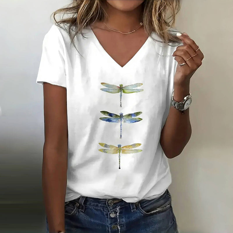 Sofia™ | Sommerligt og Komfortabelt T-shirt med Libeller