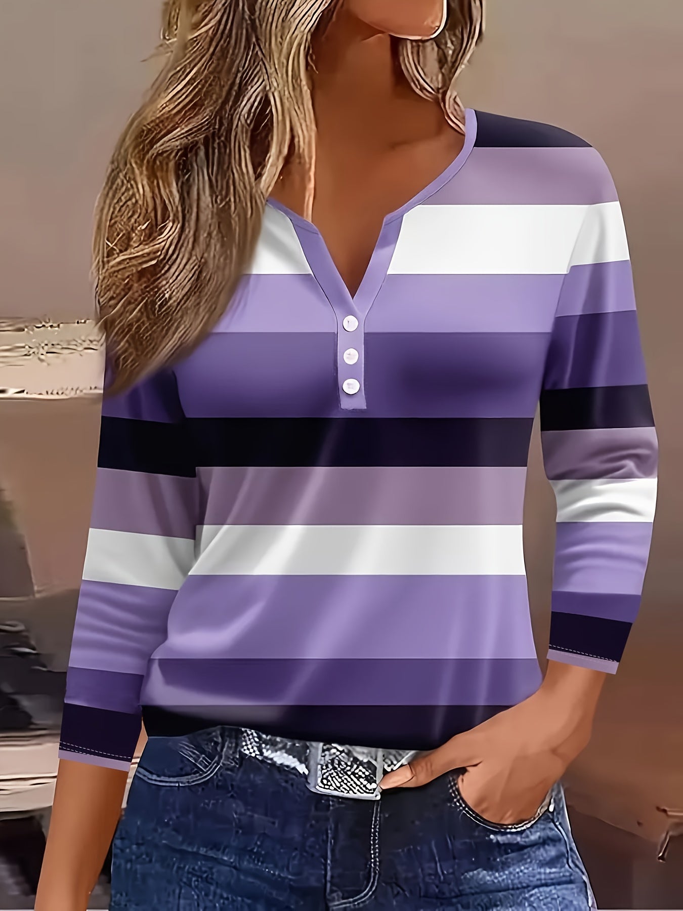 Sofia™ | Stribet Afslappet Bluse