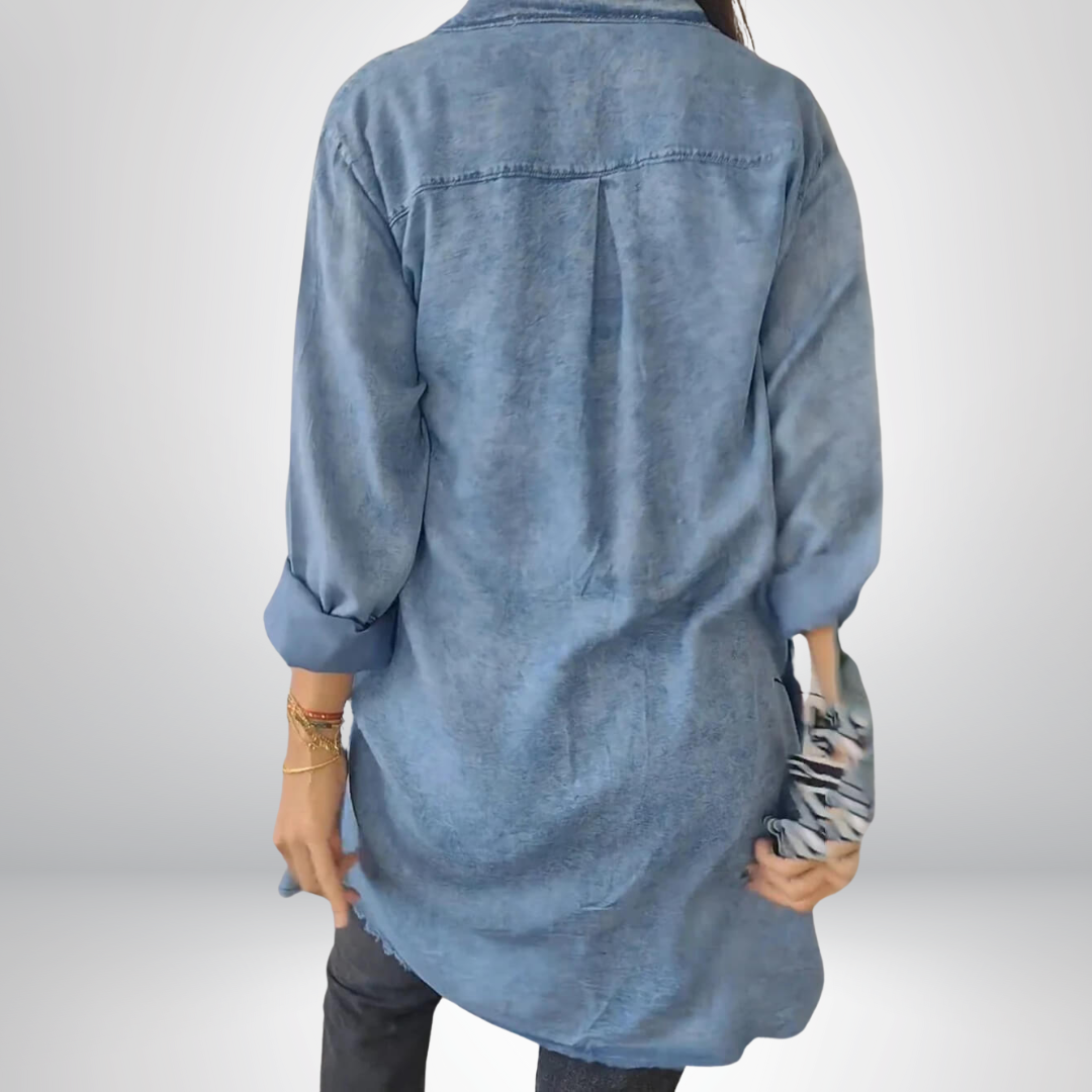 Sofia® | Stilfuld og Alsidig Langærmet Denimjakke med Krave