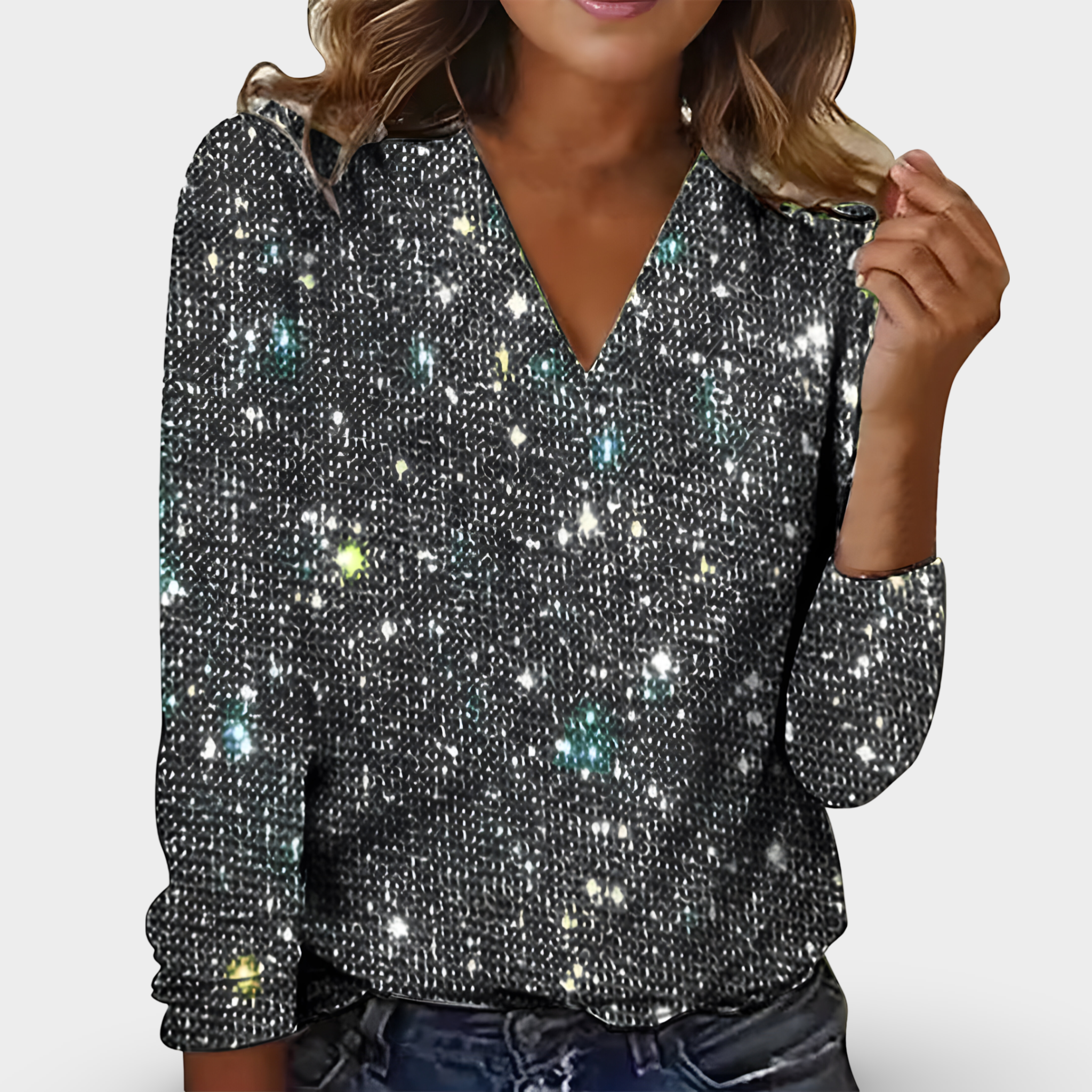 Sofia™ | V-hals Diamant Bluse