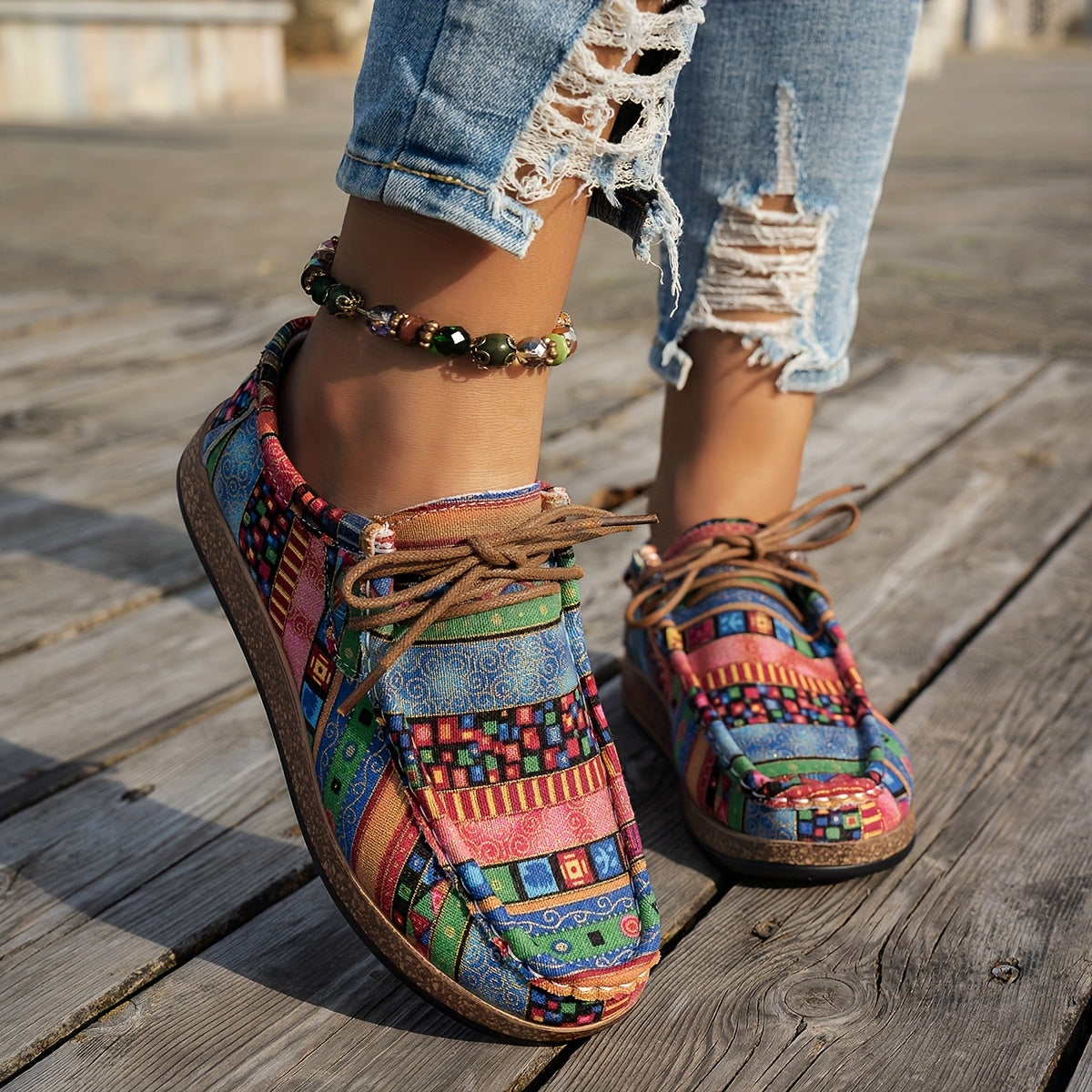 Sofia™ | Dame Sneakers med Etnisk Mønster