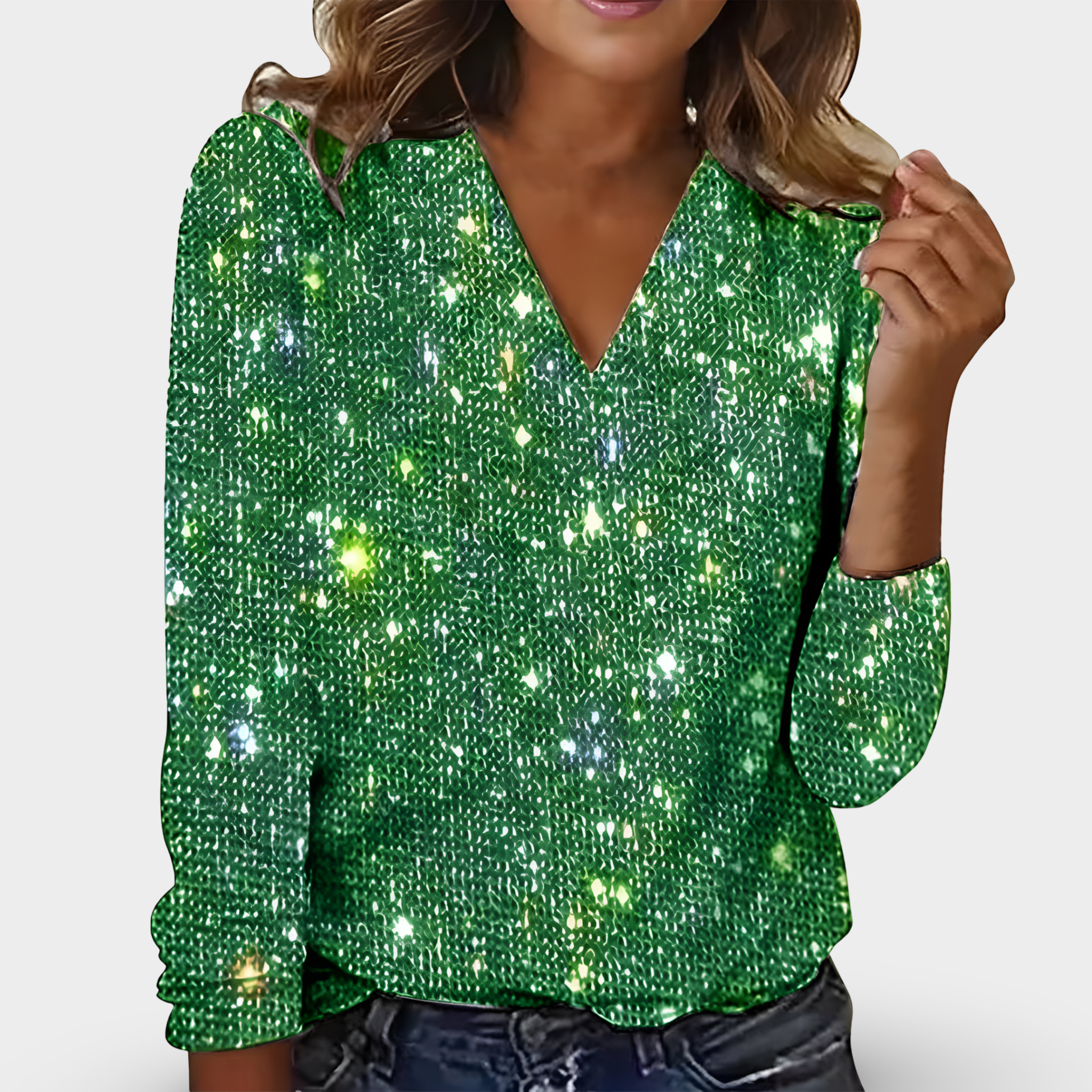 Sofia™ | V-hals Diamant Bluse