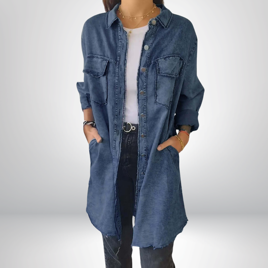 Sofia® | Stilfuld og Alsidig Langærmet Denimjakke med Krave