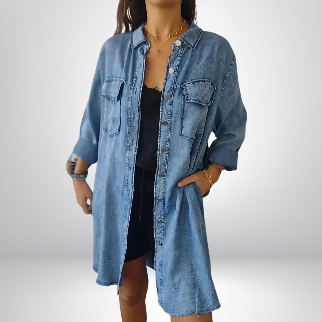 Sofia® | Stilfuld og Alsidig Langærmet Denimjakke med Krave