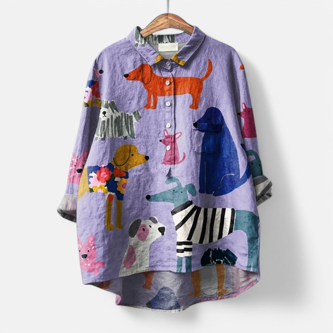 Sofia™  | Bluse Med Kunstneriske Print