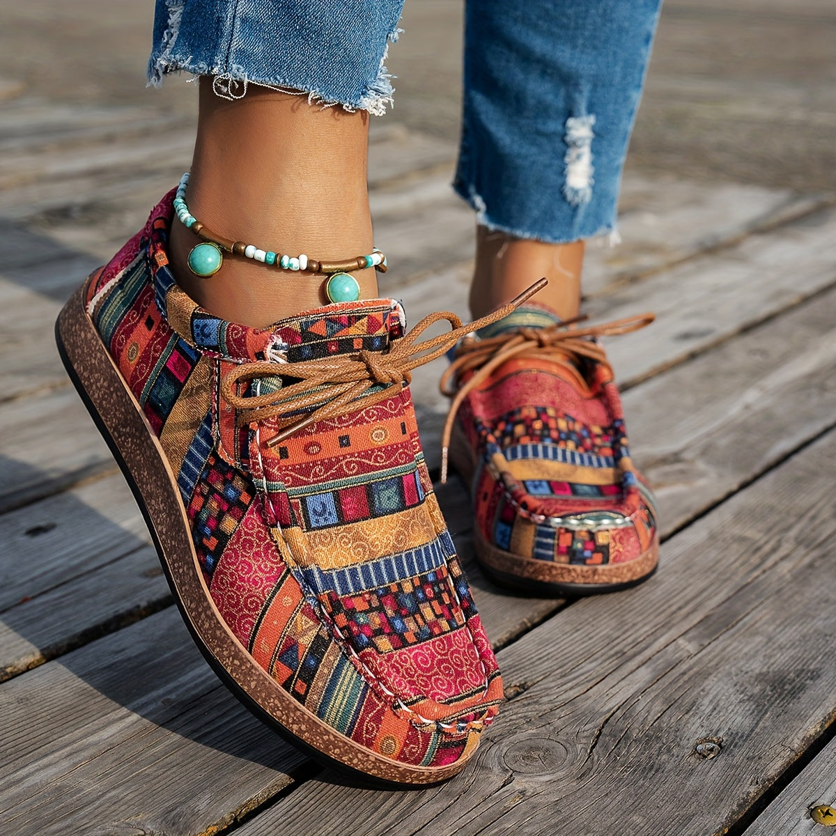 Sofia™ | Dame Sneakers med Etnisk Mønster