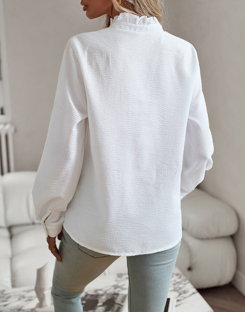 Sofia™ | Elegant Ruffle Skjorte