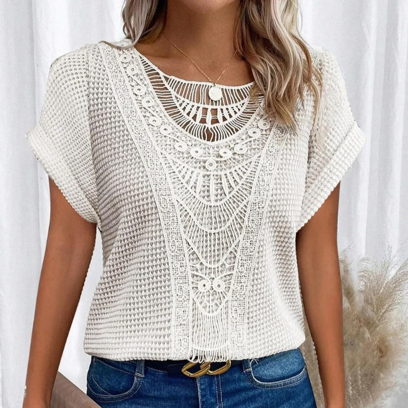 Sofia™ | Stilfuld Top med Blonde Detalje