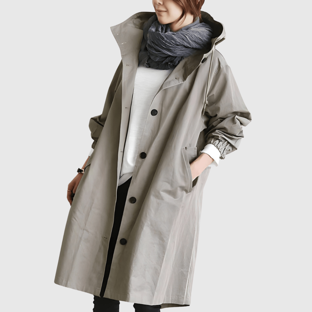 Sofia™ | Oversized Hættet Frakke med Knapper
