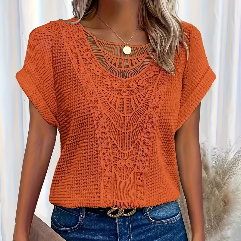 Sofia™ | Stilfuld Top med Blonde Detalje