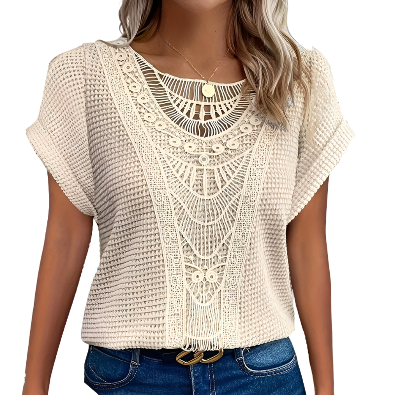 Sofia™ | Stilfuld Top med Blonde Detalje