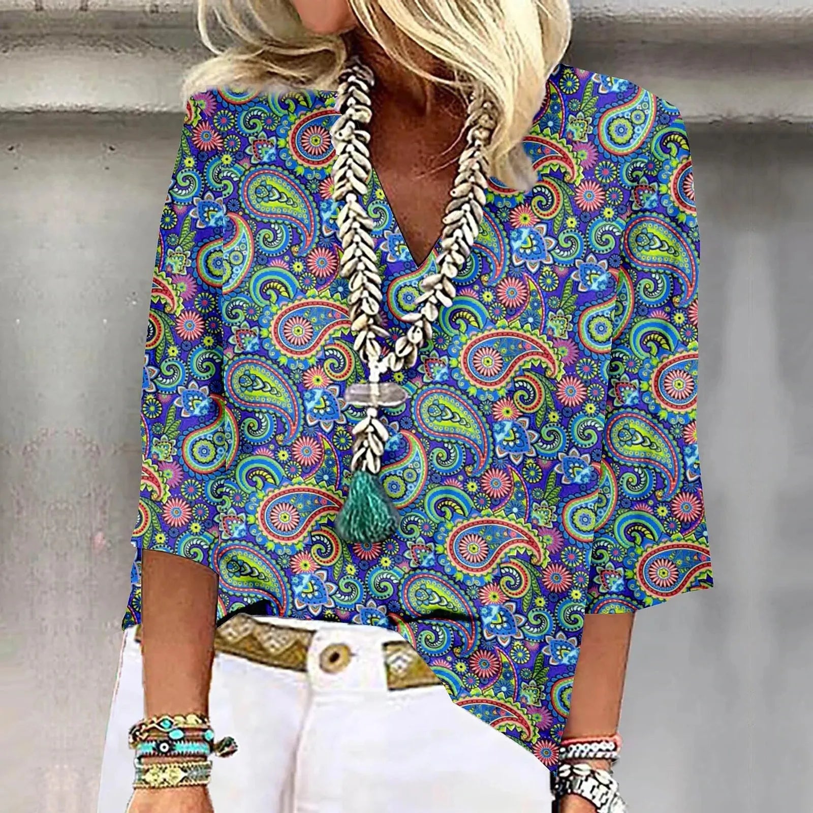 Sofia™ | Vibrant Print Boho Bluse