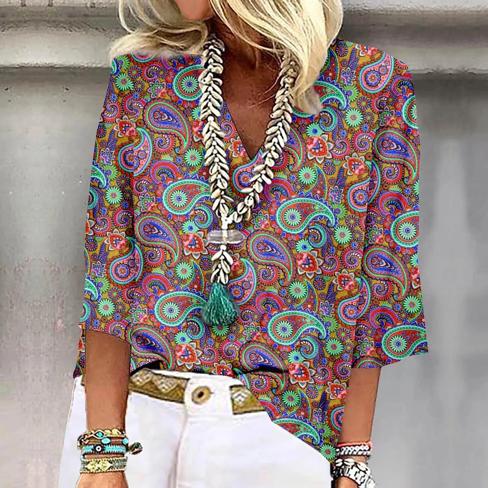 Sofia™ | Vibrant Print Boho Bluse