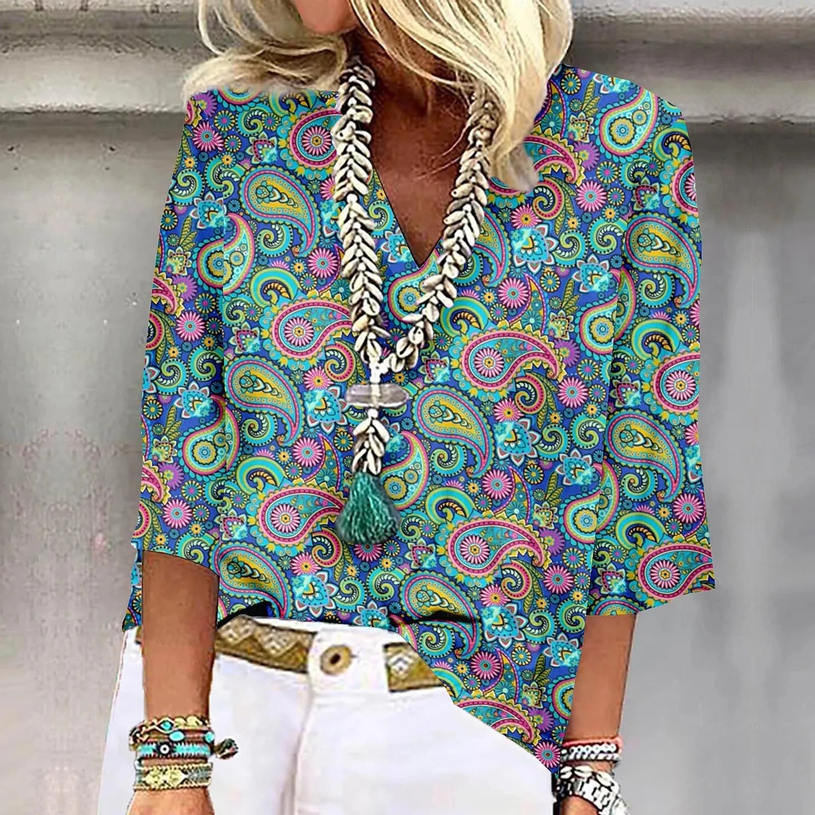 Sofia™ | Vibrant Print Boho Bluse