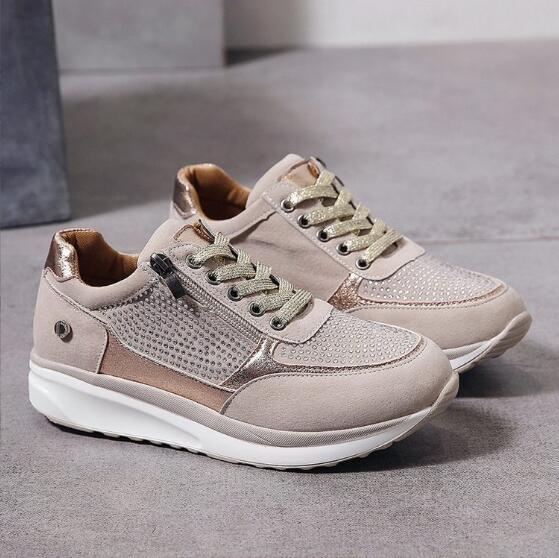Sofia™ | Smarte Metalliske Sneakers Med Lynlås