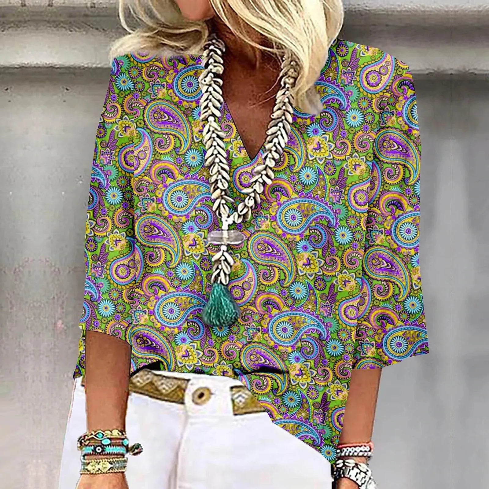 Sofia™ | Vibrant Print Boho Bluse