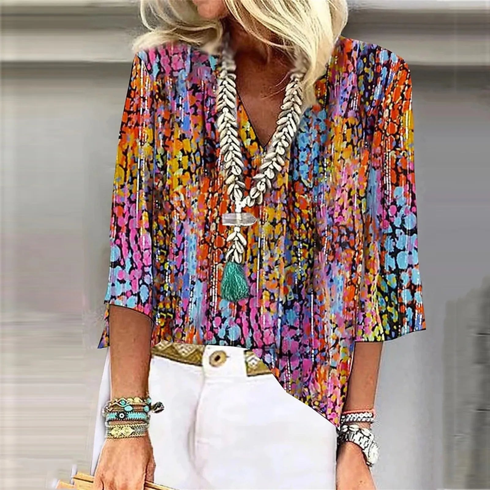 Sofia™ | Vibrant Print Boho Bluse