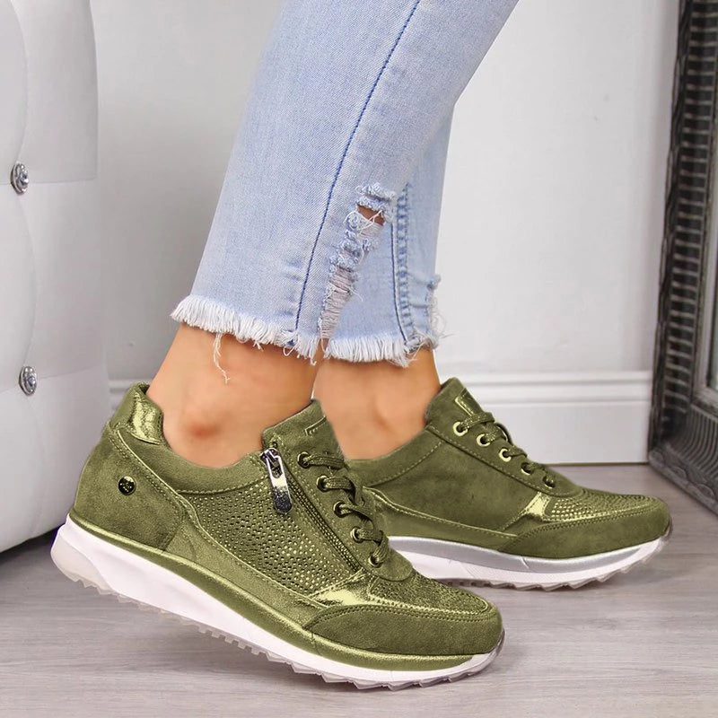 Sofia™ | Smarte Metalliske Sneakers Med Lynlås