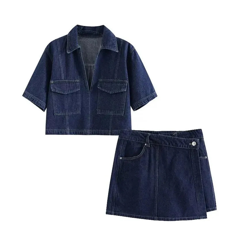 Sofia® | V-hals Denim Sæt