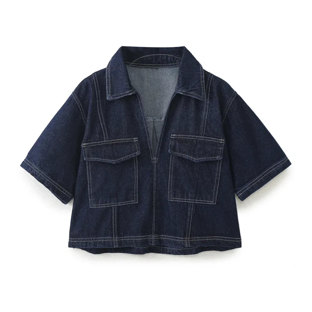 Sofia® | V-hals Denim Sæt