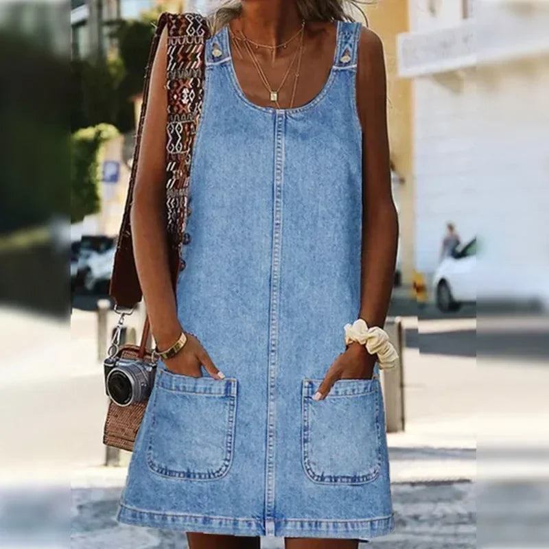 Sofia™ | Praktisk og Let Denim Sommerkjole
