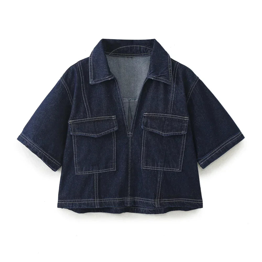 Sofia® | V-hals Denim Sæt