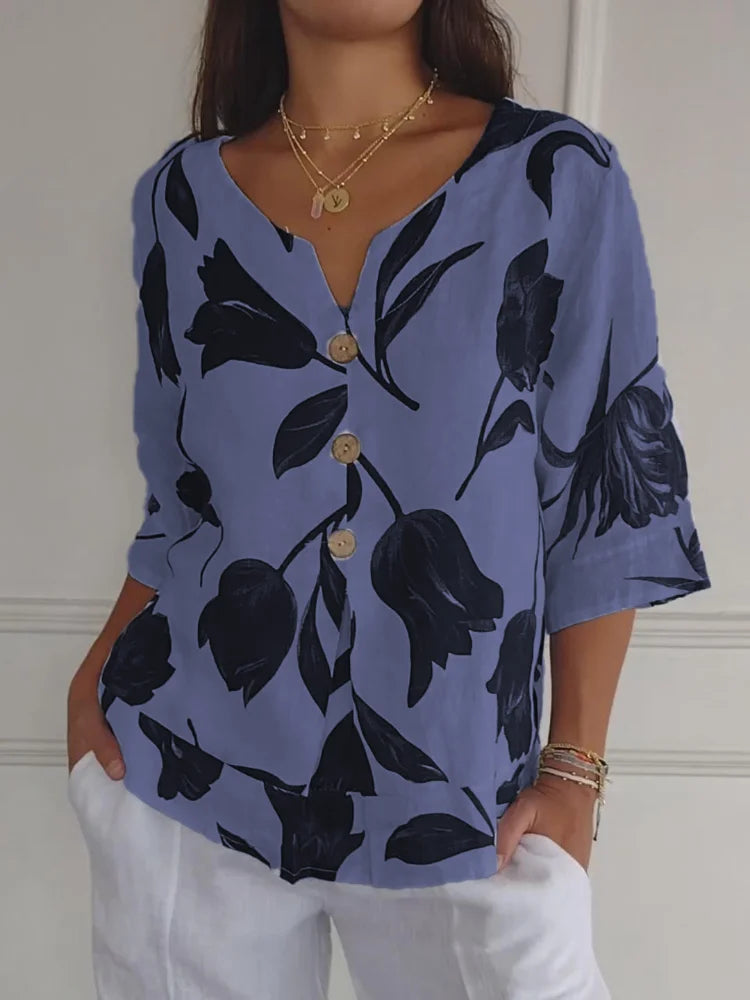 Sofia™ | Bluse Skjorte Med Blomstermønster