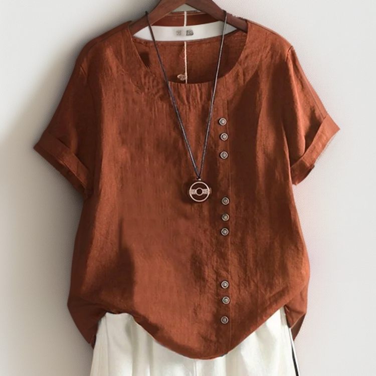 Sofia™ | T-Shirt med Knapdetalje