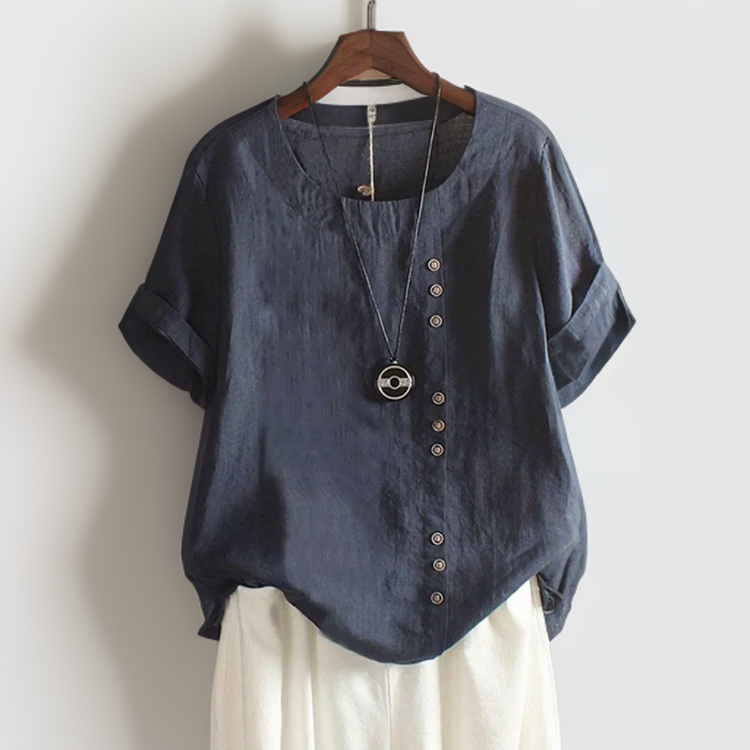 Sofia™ | T-Shirt med Knapdetalje