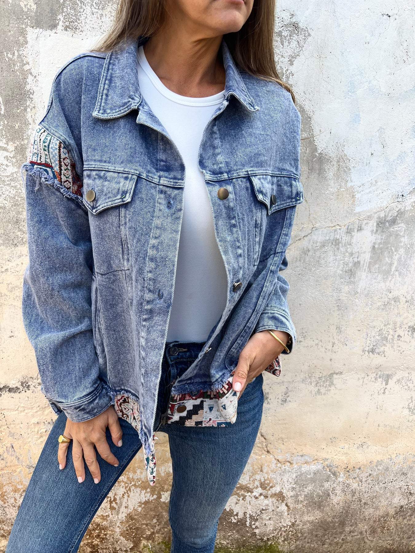 Sofia® | Denim Patchwork Casual Jakke