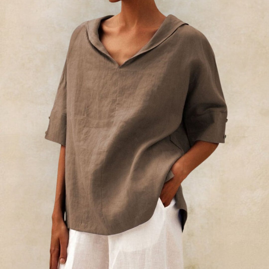 Sofia™ | Stilfuld Casual V-hals Skjorte